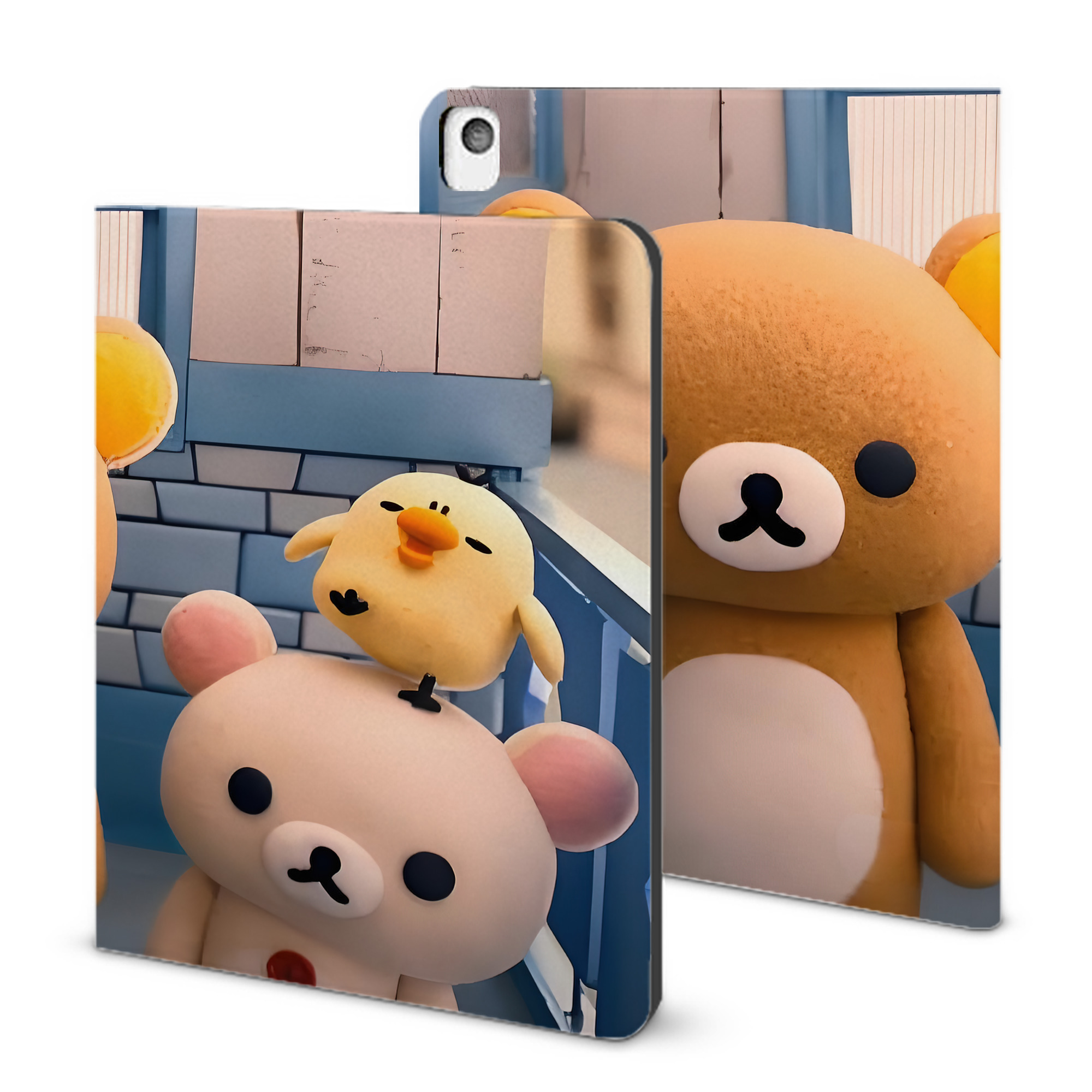 （画像用） リラックマ リラックマ キイロイトリ Rilakkuma Korilakkuma Kiiroitori IPadケース ペンホルダー付き ブックスタイルデザイン